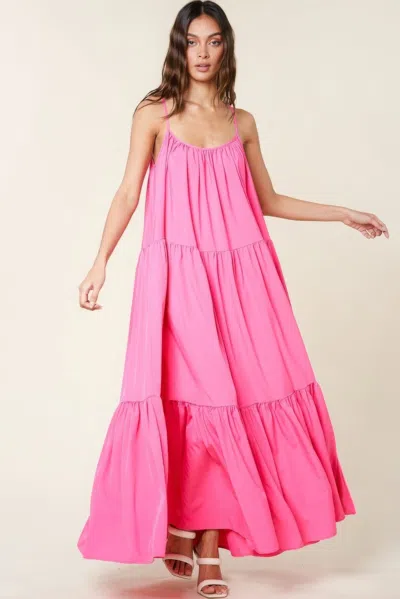 Fashnzfab Maxi Sun Dress With Pockets In Pink