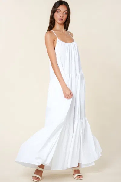 Fashnzfab Maxi Sun Dress With Pockets In White