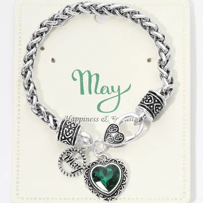 Fashnzfab May - Birthstone Heart Charm Bracelet In Neutral