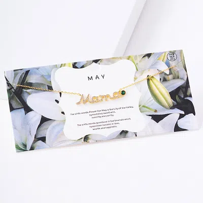Fashnzfab May Birthstone Mama Message Pendant Necklace In Gold