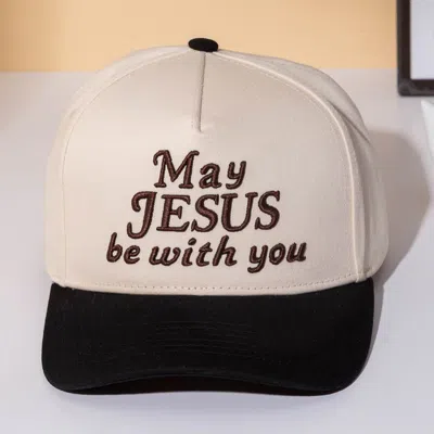 Fashnzfab May Jesus Be With You Message Embroidered Baseball Cap In Black