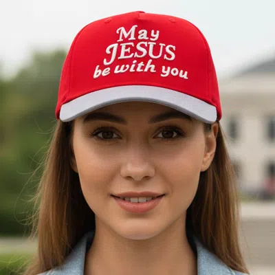 Fashnzfab May Jesus Be With You Message Embroidered Baseball Cap In Brown