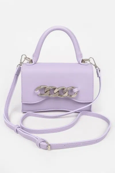 Fashnzfab Medium Flap Shoulder Chain Bag In Purple