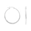 Fashnzfab Medium Hammered Click Hoops In Silver