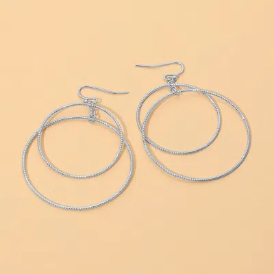 Fashnzfab Medium Layered Double Wire Hoop Drop Earrings In Multi