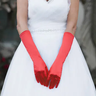 Fashnzfab Medium Satin Wedding Gloves In Pink