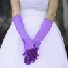 Fashnzfab Medium Satin Wedding Gloves In Purple
