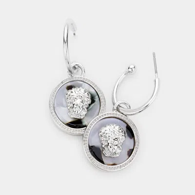 Fashnzfab Medusa Head Metal Open Circle Dangle Earrings In Silver