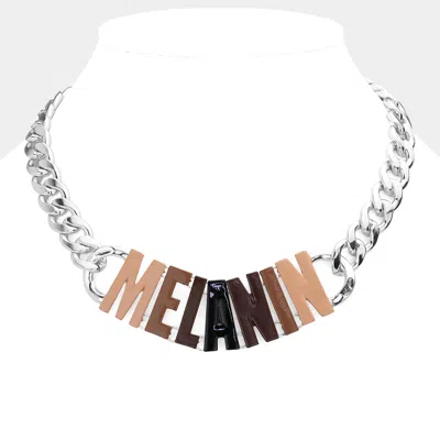 Fashnzfab Melanin Message Necklace - Rhodium In Multi