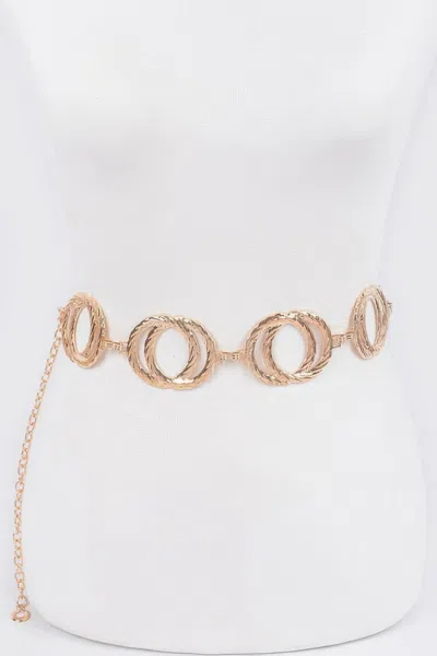 Fashnzfab Melted Double Rings Chain Belt In Gold