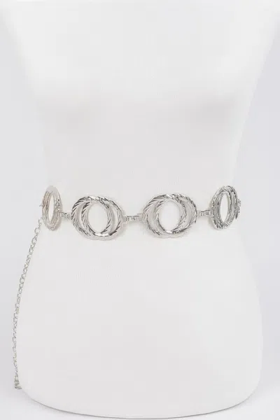 Fashnzfab Melted Double Rings Chain Belt In Silver