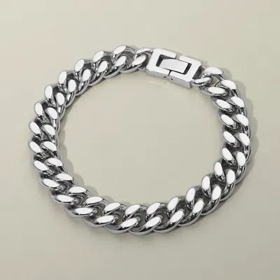 Fashnzfab Mens 12mm Bold Stainless Steel Curb Chain Bracelet 0.5" H (12mm), 8.5" L In Silver