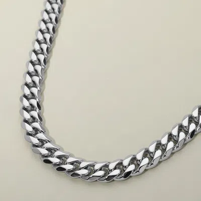 Fashnzfab Mens 12mm Bold Stainless Steel Curb Chain Necklace 24" L In Silver