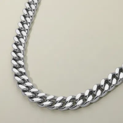 Fashnzfab Mens 12mm Bold Stainless Steel Curb Chain Necklace In Silver