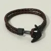 Fashnzfab Mens Genuine Leather Braided Anchor Clasp Bracelet Brown In Brown