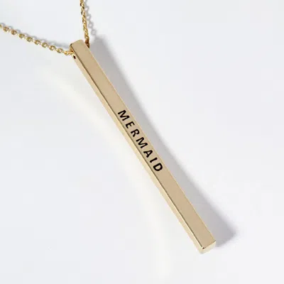 Fashnzfab Mermaid Brass Metal Bar Pendant Necklace In Gold