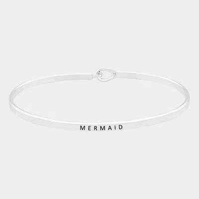 Fashnzfab Mermaid Brass Thin Metal Hook Bracelet Rhodium In Silver