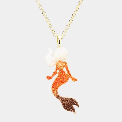 Fashnzfab Mermaid Colored Metal Pendant Necklace In Multi