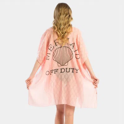 Fashnzfab 'mermaid Off Duty' Solid Lettering Cover Up Poncho In Pink