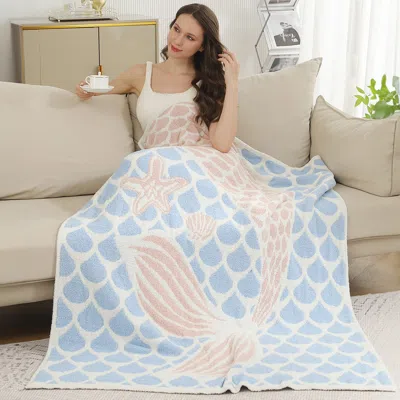 Fashnzfab Mermaid Throw Blanket In Blue
