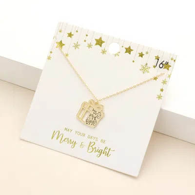 Fashnzfab Merry And Happy Message Metal Christmas Gift Pendant Necklace In Gold