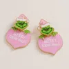 Fashnzfab Merry Christmas Heart Green Monster Earrings In Pink