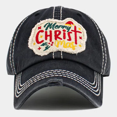 Fashnzfab Merry Christmas Message Accented Vintage Baseball Cap In Black
