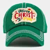 Fashnzfab Merry Christmas Message Accented Vintage Baseball Cap In Green