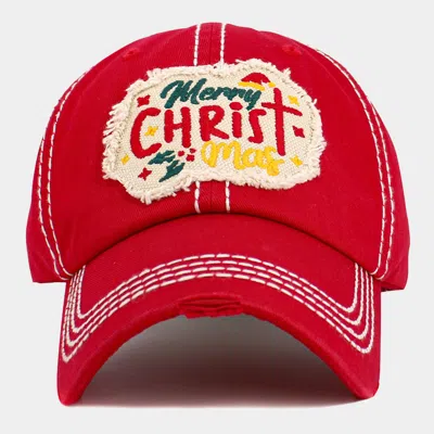 Fashnzfab Merry Christmas Message Accented Vintage Baseball Cap In Red