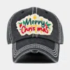 Fashnzfab Merry Christmas Message Embroidered Vintage Baseball Cap In Black