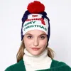 Fashnzfab Merry Christmas Message Polar Bear Pom Pom Beanie Hat In Blue