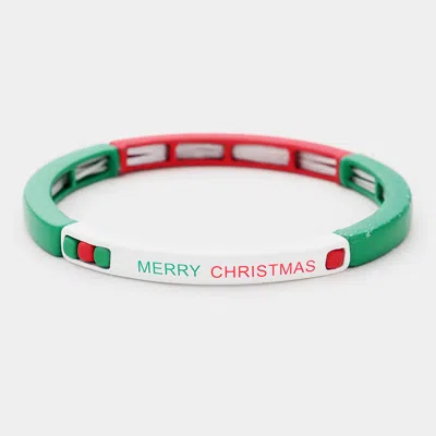 Fashnzfab Merry Christmas Message Stretch Bracelet Multi In Green