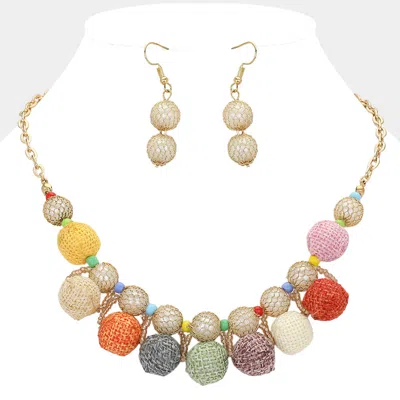 Fashnzfab Mesh Ball & Wire Wrapped Chain Necklace In Multi