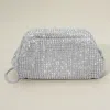 Fashnzfab Mesh Bling Rhinestone Evening Clutch Bag / Crossbody Bag In Silver