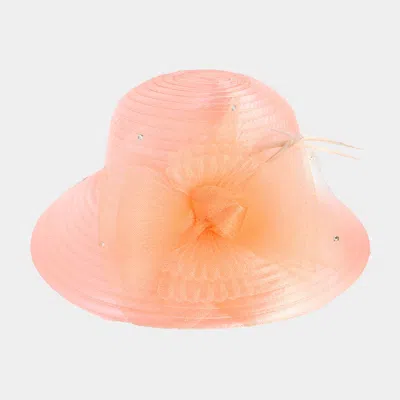 Fashnzfab Mesh Bow Dressy Hat In Pink
