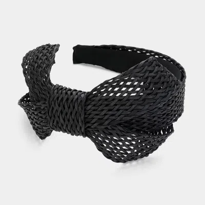 Fashnzfab Mesh Bow Knot Headband In Black