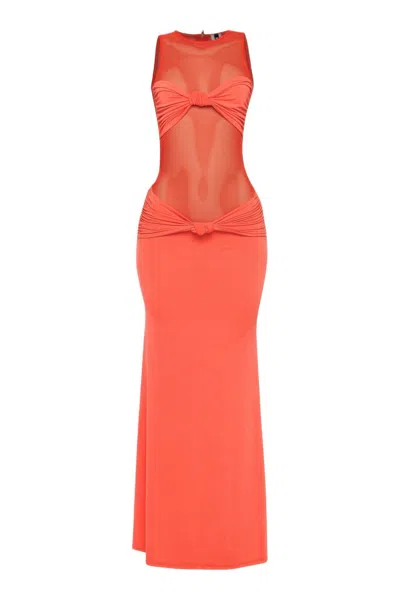 Fashnzfab Mesh Contrast Rube Maxi Dress