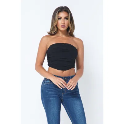 Fashnzfab Mesh Corset Top In Black