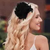 Fashnzfab Mesh Fabric Flower Headband In Black