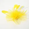 Fashnzfab Mesh Flower Feather Mesh Fascinator / Headband In Yellow