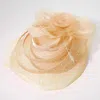 Fashnzfab Mesh Flower Feather Pointed Fascinator / Dressy Hat In Sand