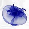 Fashnzfab Mesh Flower Feather Pointed Fascinator / Headband In Blue