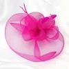 Fashnzfab Mesh Flower Feather Pointed Fascinator / Headband In Pink