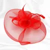 Fashnzfab Mesh Flower Feather Pointed Fascinator / Headband In Red