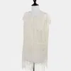 Fashnzfab Mesh Fringe Poncho In White