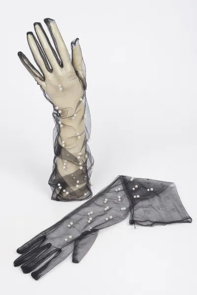 Fashnzfab Mesh Long Gloves In Silver