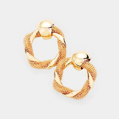 Fashnzfab Mesh Metal Chain Knot Earrings In Gold