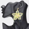 Fashnzfab Mesh Open Metal Flower Layered Dangle Earrings In Gold