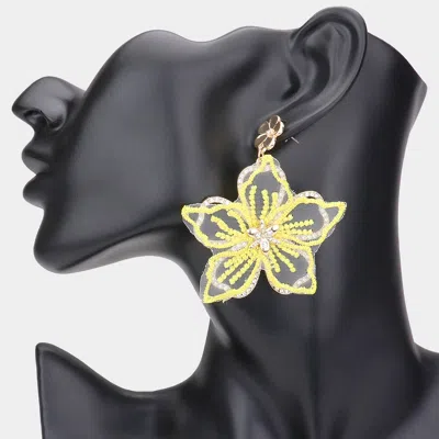 Fashnzfab Mesh Open Metal Flower Layered Dangle Earrings In Gold