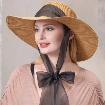 Fashnzfab Mesh Ribbon Floppy Straw Sun Hat In Pink